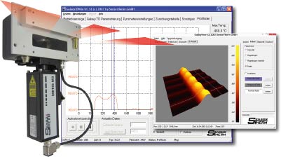 Screenshot der Software GalaxyWin und GalaxyView mit Pyrometer-Scanner Typ Galaxy.