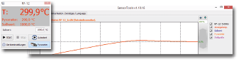 Screenshot der Software SensorTools mit Kalibrierstrahler CS1500