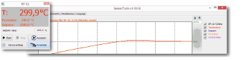 Screenshot of the SensorTools software with calibration source CS1500