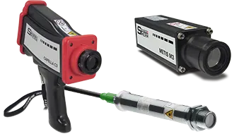3 Pyrometermodelle, 2 mal stationär und ein tragbares